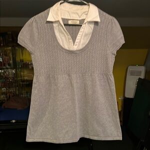 Gray Short Sleeve Large Knit Top
